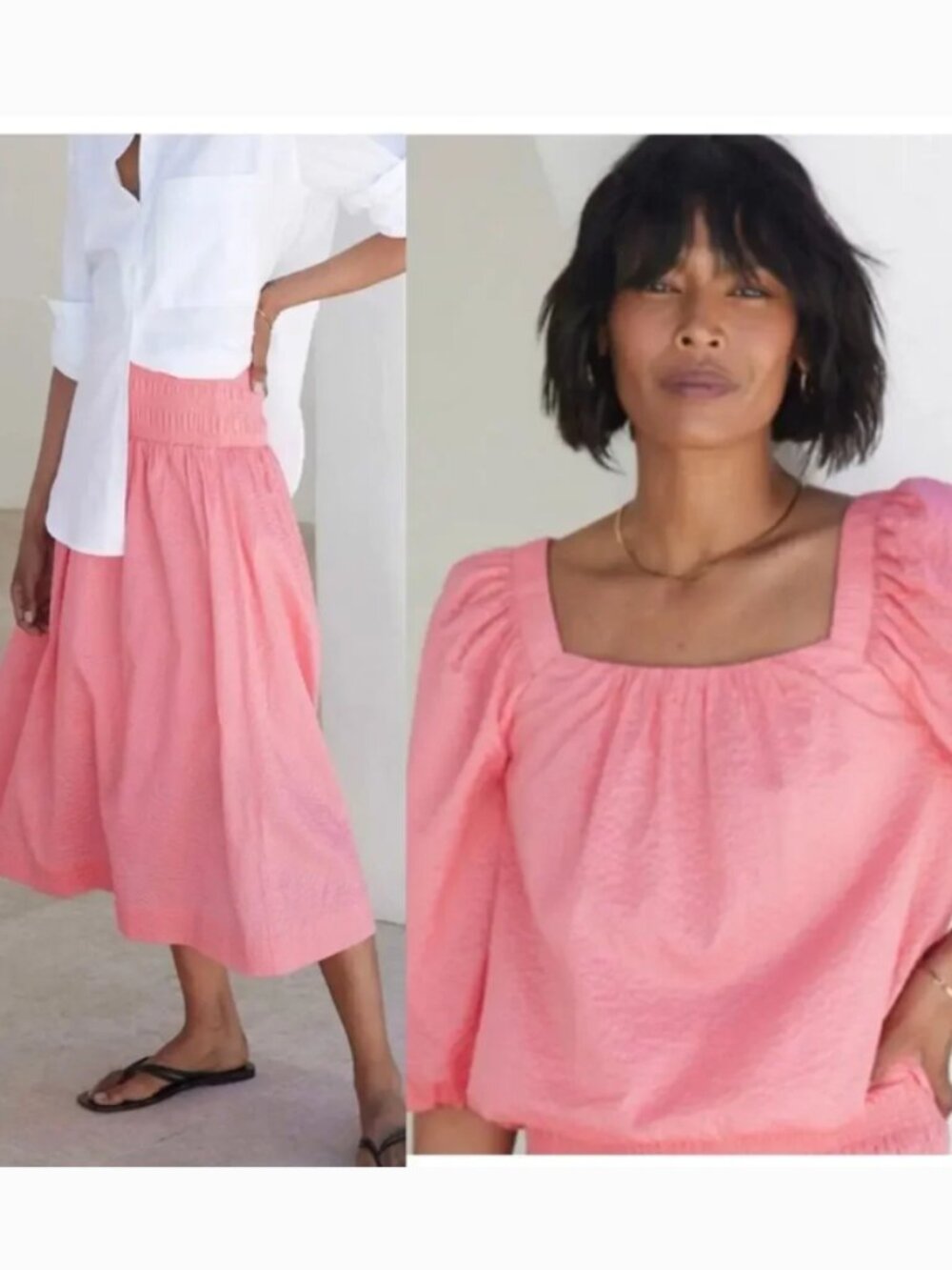 AYR SET - Midsummer Top & Triple Threat Midi Skirt, Black, Crinkle - Womens XL